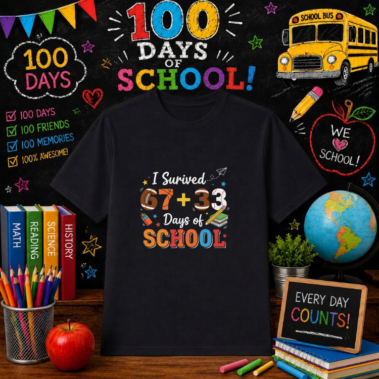 100 DAYS BRIGHTER – 100 Days Of School DTF Transfer – by Ink Rush – Premade Transfers – 100 Days Of School, Education Apparel