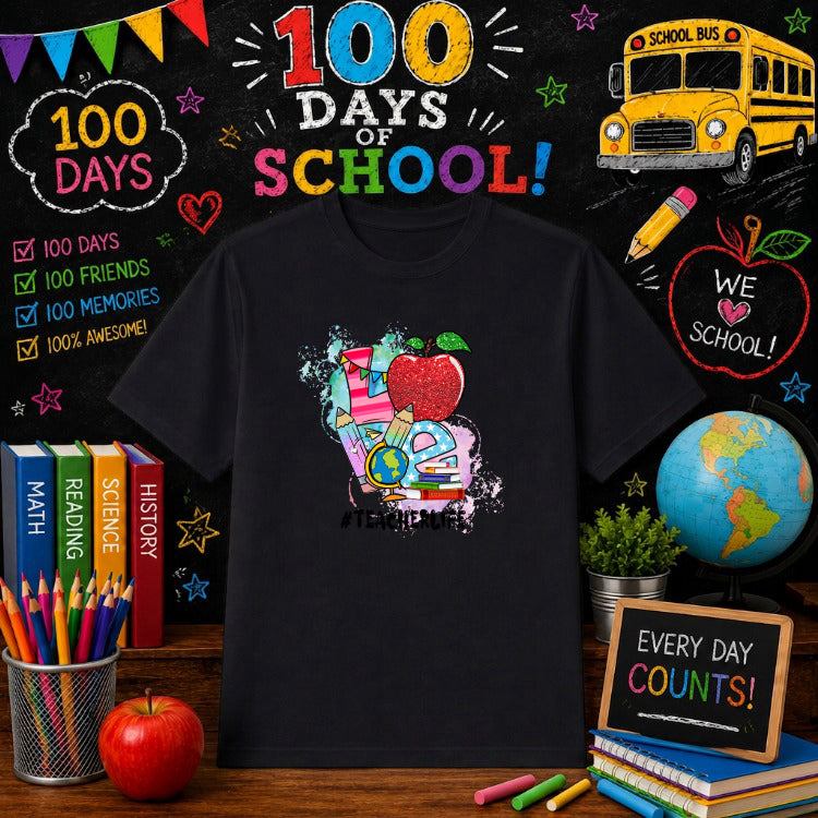 100 DAYS OF SCHOOL SMARTER STRONGER HAPPIER – 100 Days Of School DTF Transfer – by Ink Rush – Premade Transfers – 100 Days...