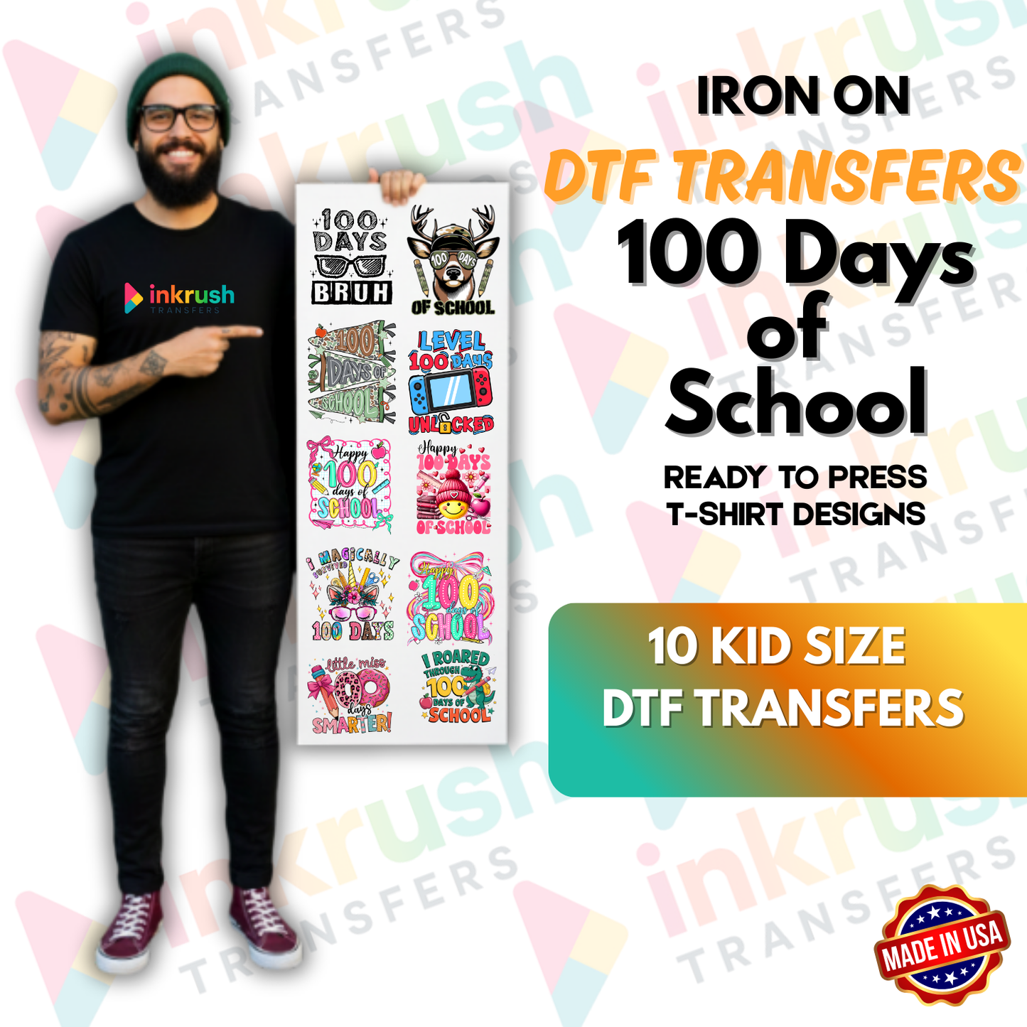 100 Days of School DTF Gang Sheet – 22″ Premade