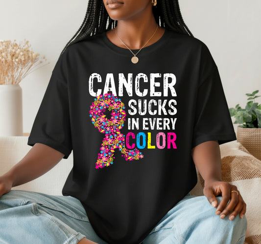 Cancer Sucks In Every Color – Cancer Awareness DTF Transfer