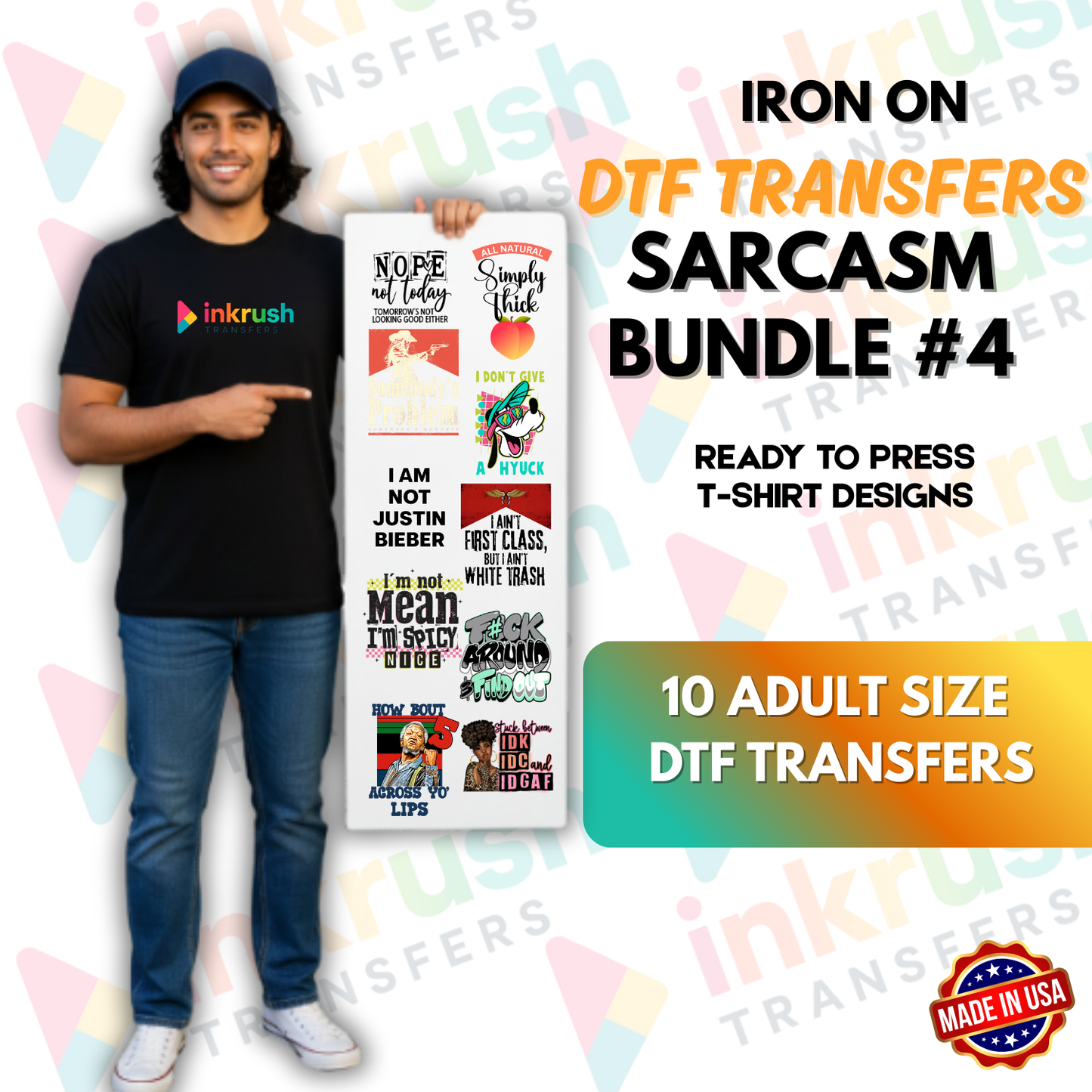 Sarcasm Bundle #4 – Gym, Diet & Barely Trying (22″ Gang Sheet, 10 Transfers)