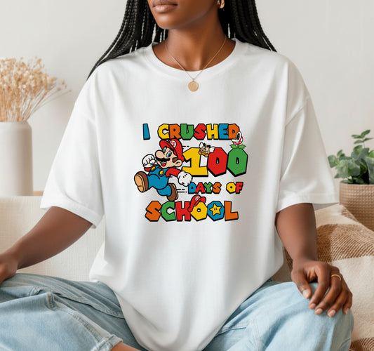 I Crushed 100 Days of School! Mario – Kids DTF Transfer
