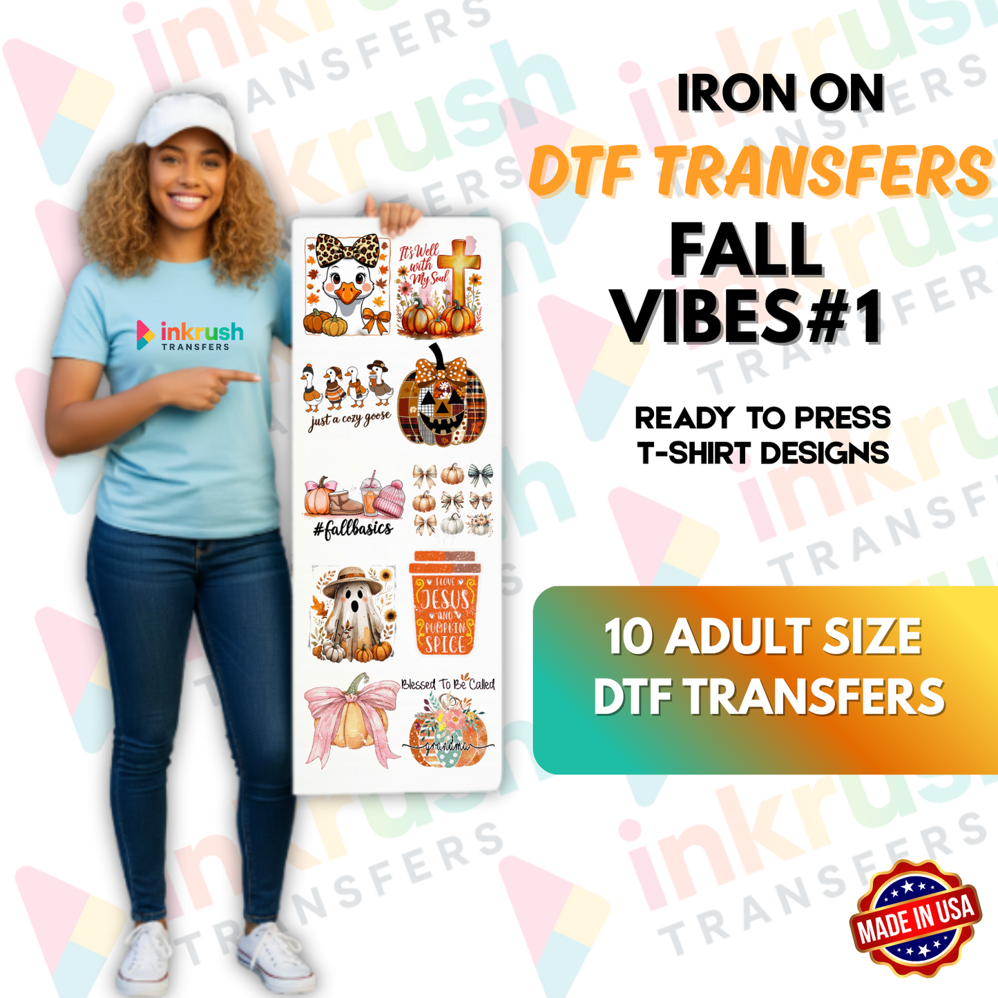 Thanksgiving Bundle #1 – Classic Harvest & Gratitude (22″ Gang Sheet, 10 Transfers)