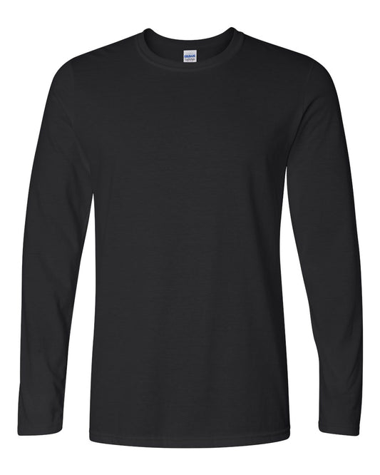 Gildan 64400 Unisex Softstyle® Long Sleeve T-Shirt - Black - Front View