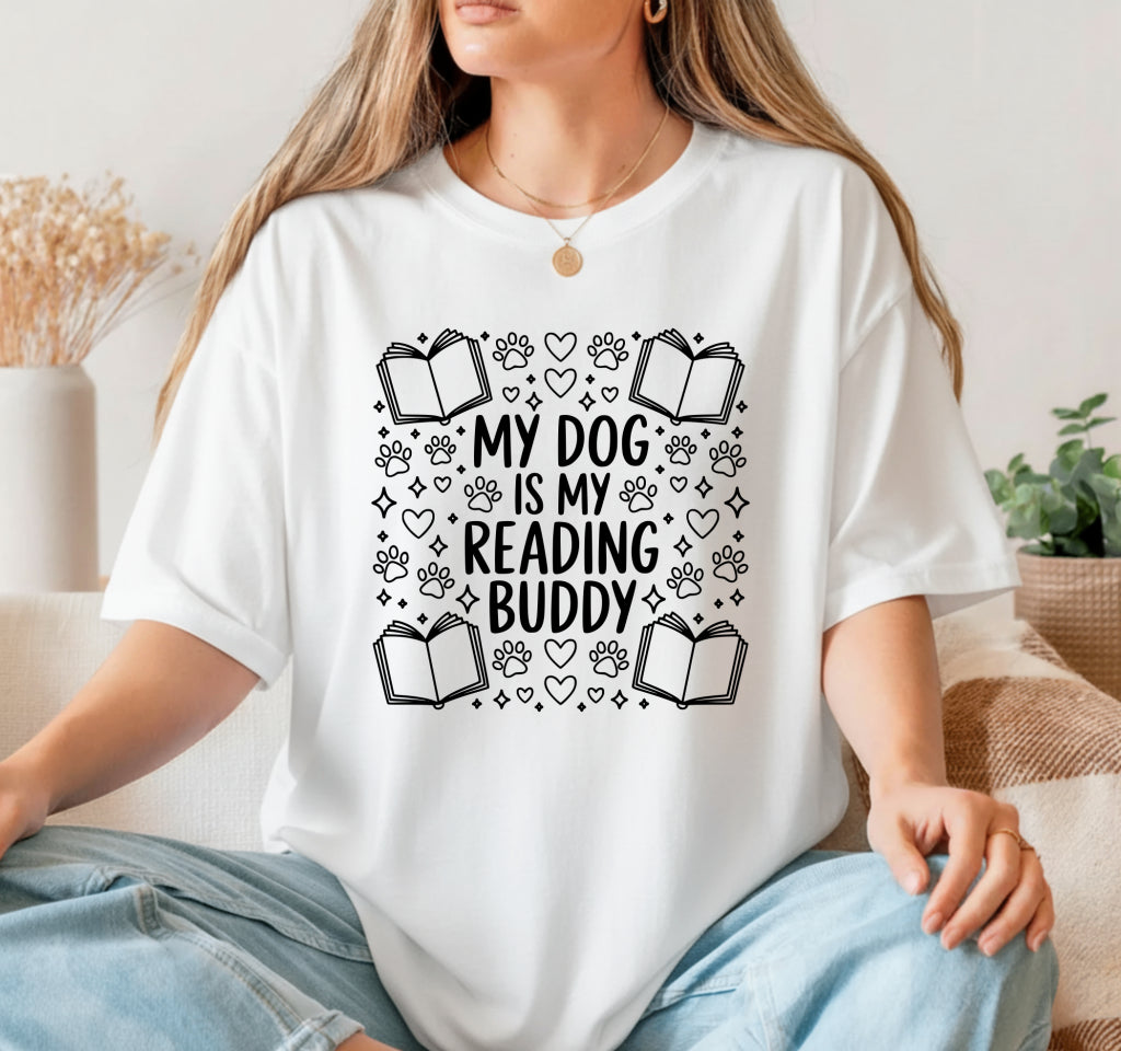 MY DOG IS MY READING BUDDY – Booktrovert DTF Transfer
