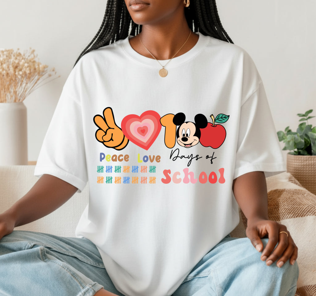 peace love 100 days of school – 100 Days of School DTF Transfer