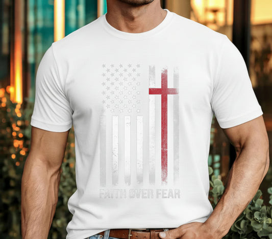 FAITH OVER FEAR – Patriotic Christian DTF Transfer