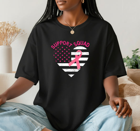 FIGHTER Pink Ribbon Hand Heart – Breast Cancer DTF Transfer