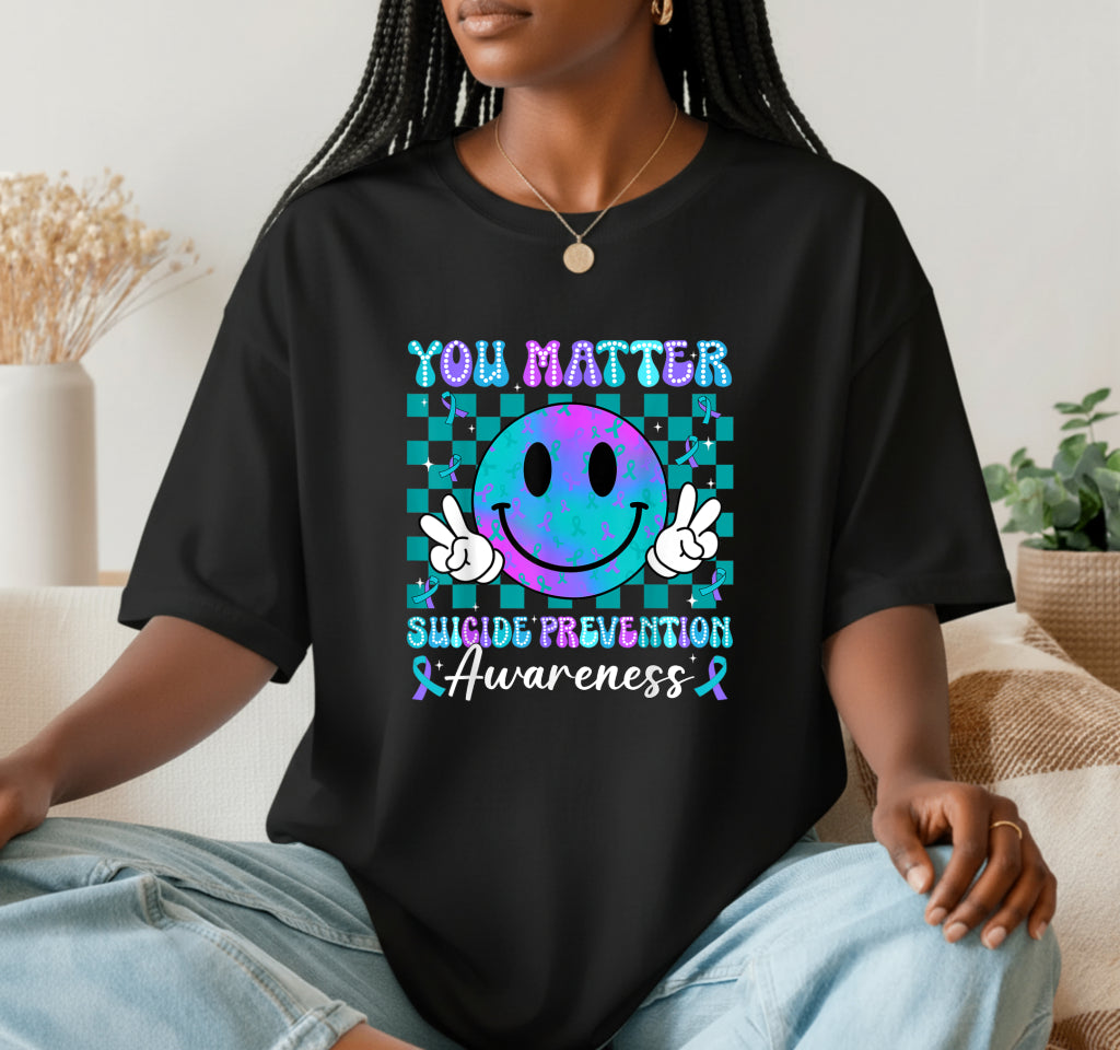 You Matter Semicolon Ribbon – Mental Health Awareness DTF Transfer