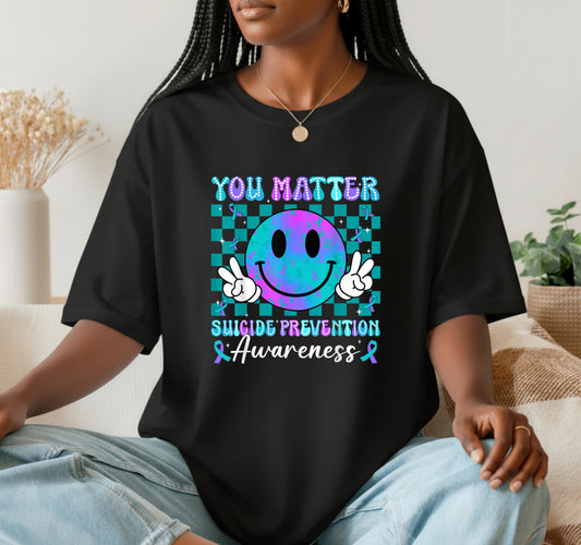 You Matter Semicolon Ribbon – Mental Health Awareness DTF Transfer