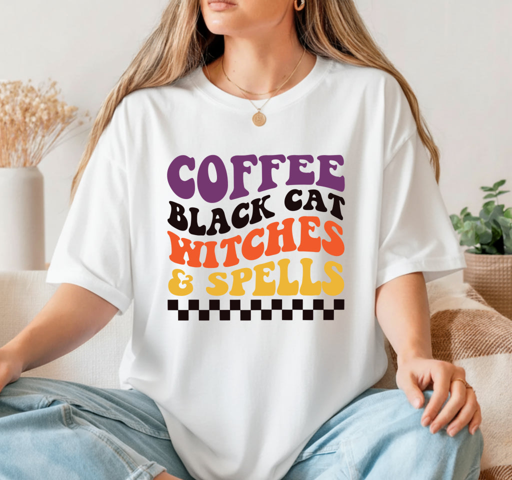 COFFEE BLACK CAT WITCHES AND SPELLS – Halloween DTF Transfer