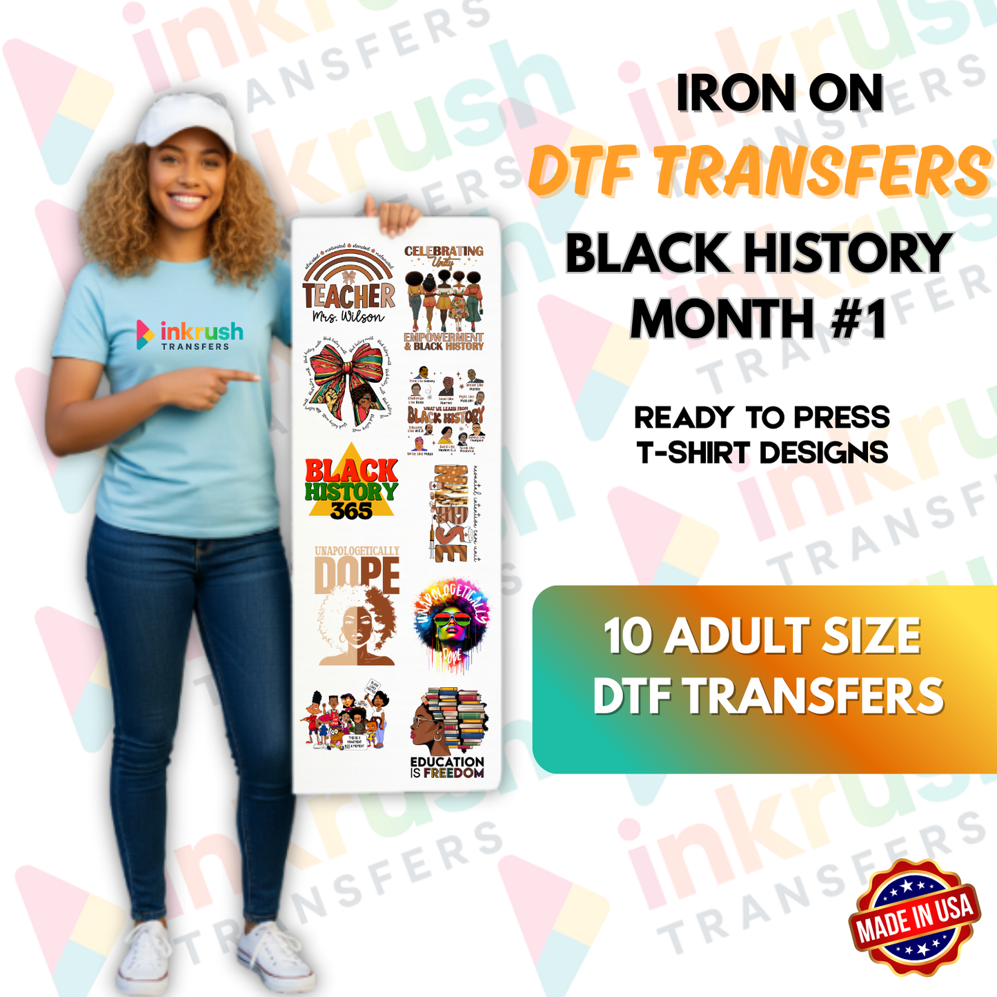 Black History Month Celebration Pack – 22″ Premade Gang Sheet (10 Adult Designs)