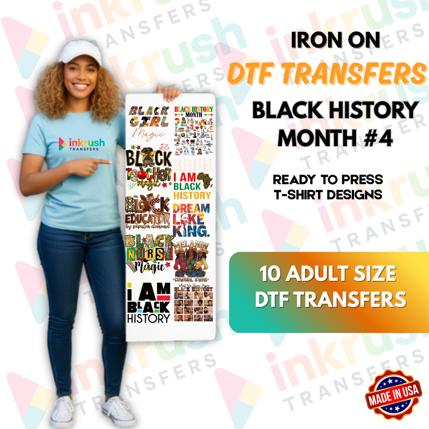 Unity & Inspiration Set – 22″ Premade Black History Month Gang Sheet (10 Adult Designs)