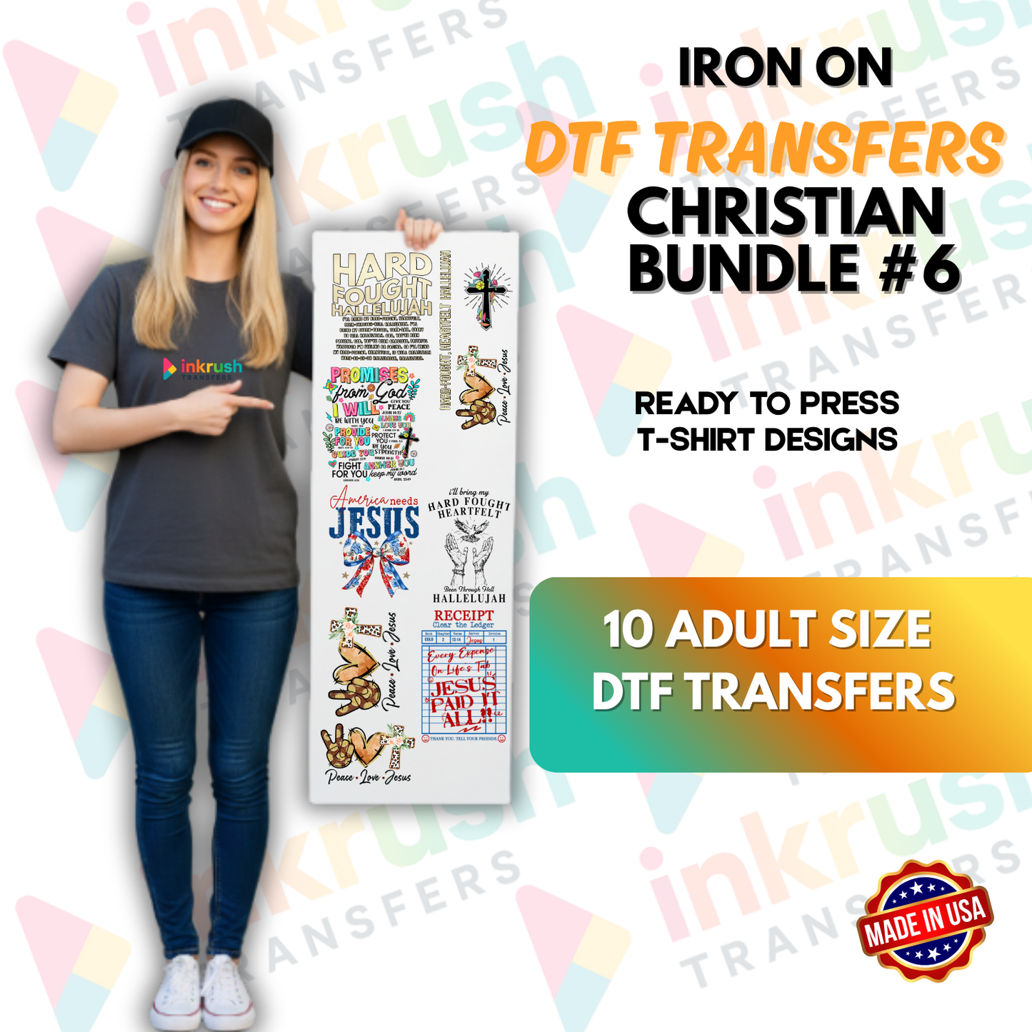 Christian Bundle #6 – Armor of God & Men’s Bold (22″ Gang Sheet, 10 Transfers)