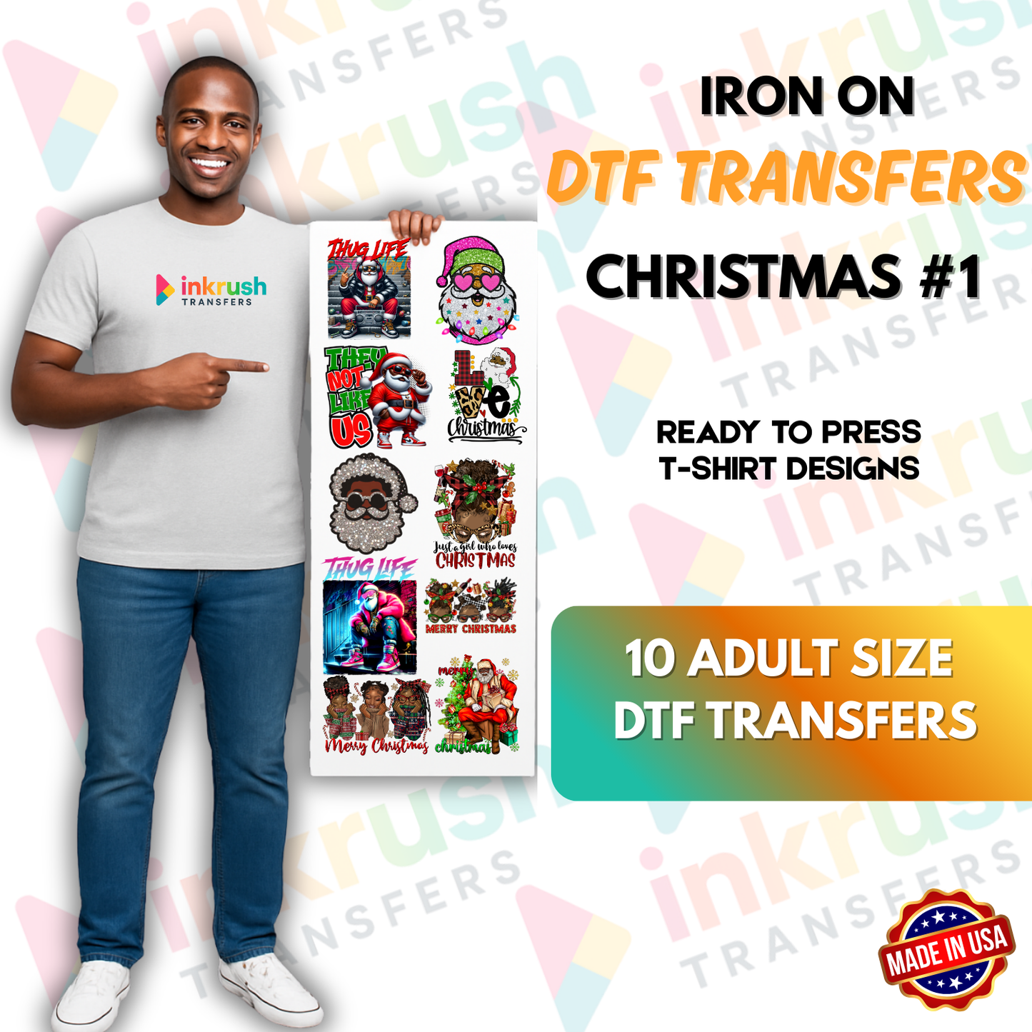 Christmas Bundle #1 – Hip-Hop Holiday Drip (22″ Gang Sheet, 10 Transfers)