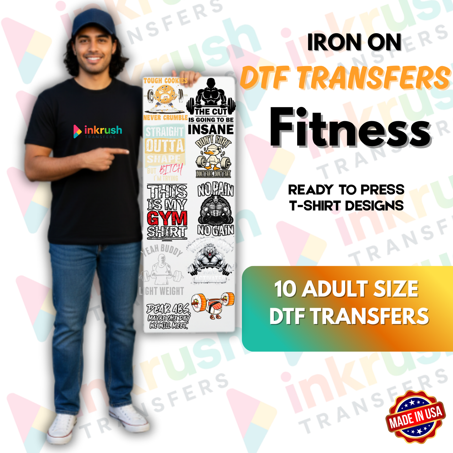 Faith + Fitness Pump Pack – 22″ Premade Fitness Gang Sheet (10 Adult Designs)