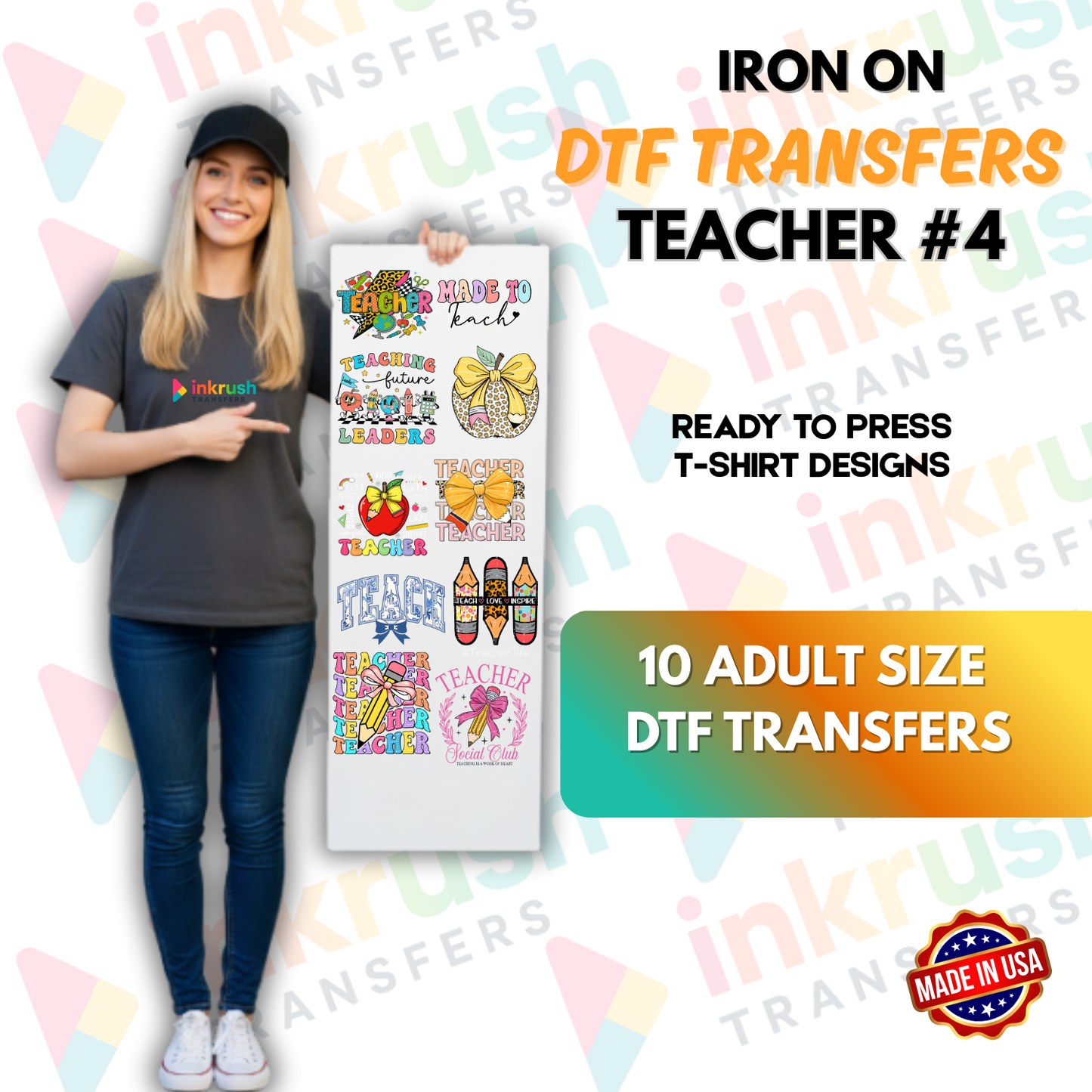 Teacher Bundle #4 – Coffee & Classroom (22″ Gang Sheet, 10 Transfers)