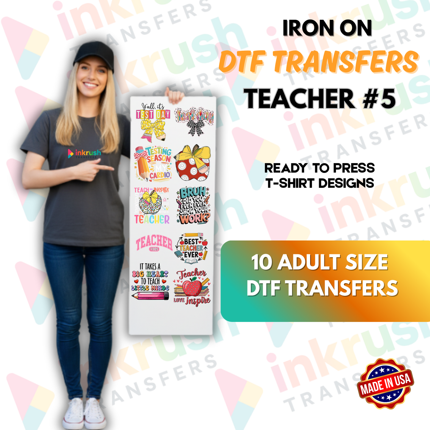 Teacher Bundle #5 – Grading & Planning Humor (22″ Gang Sheet, 10 Transfers)