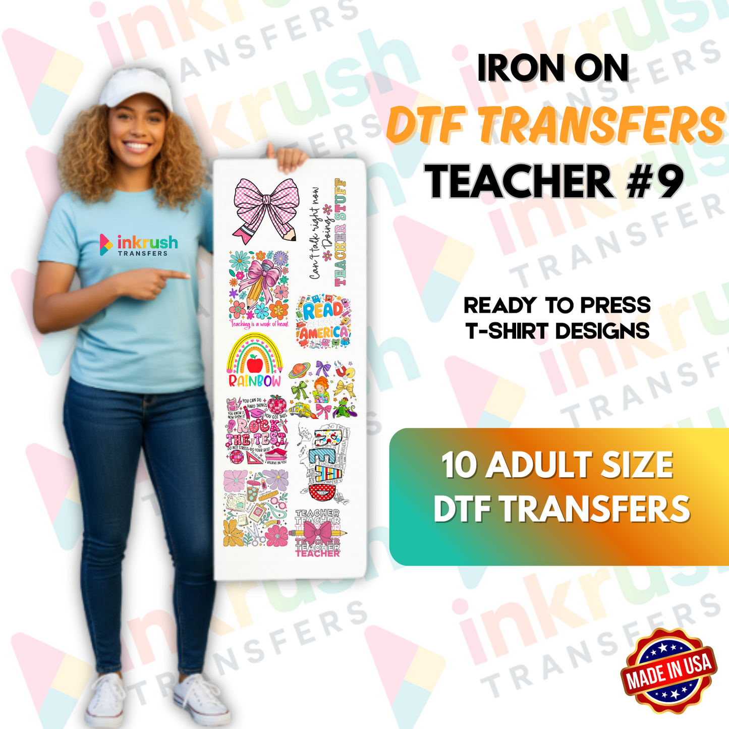 Teacher Bundle #9 – Motivational & Growth Mindset (22″ Gang Sheet, 10 Transfers)