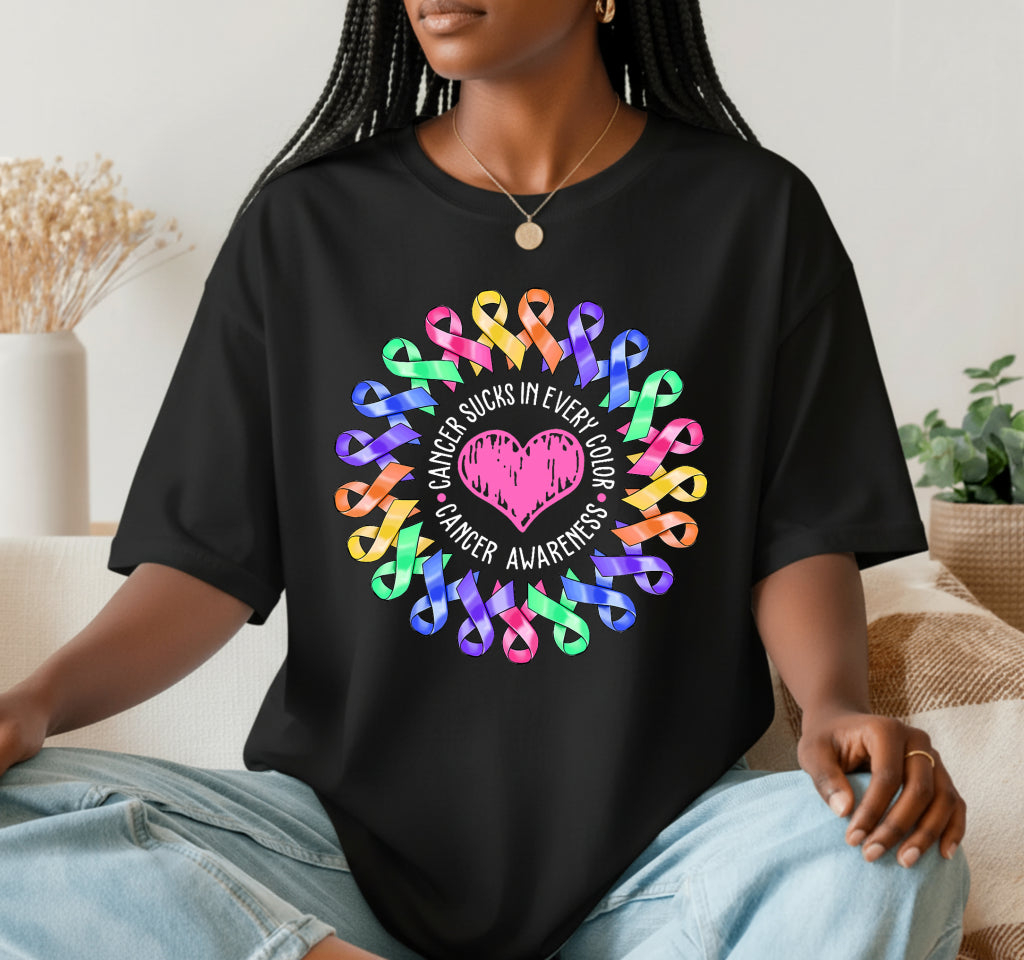 Cancer Sucks In Every Color – Cancer Awareness DTF Transfer