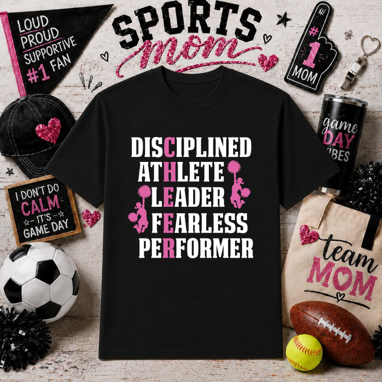 Disciplined Athlete Leader Fearless Performer – Sports Mom DTF Transfer – by Ink Rush – Premade Transfers – Sports Mom, Ga...