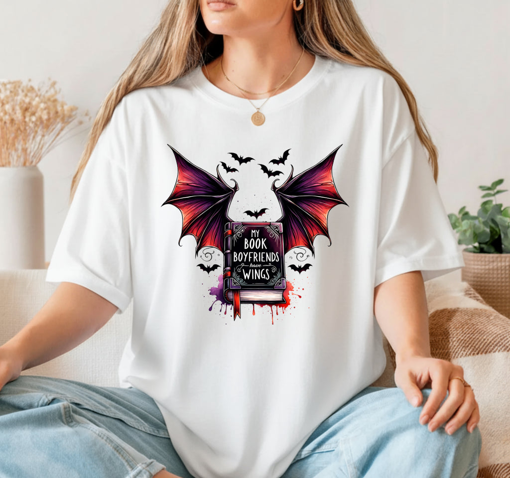 My Book Boyfriends Have Wings – Book Lover DTF Transfer
