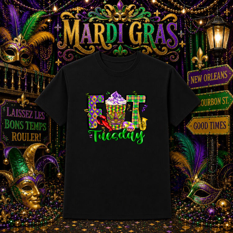 FAT TUESDAY Mardi Gras Jester – DTF Transfer – by Ink Rush – Premade Transfers – Mardi Gras, Apparel Decor