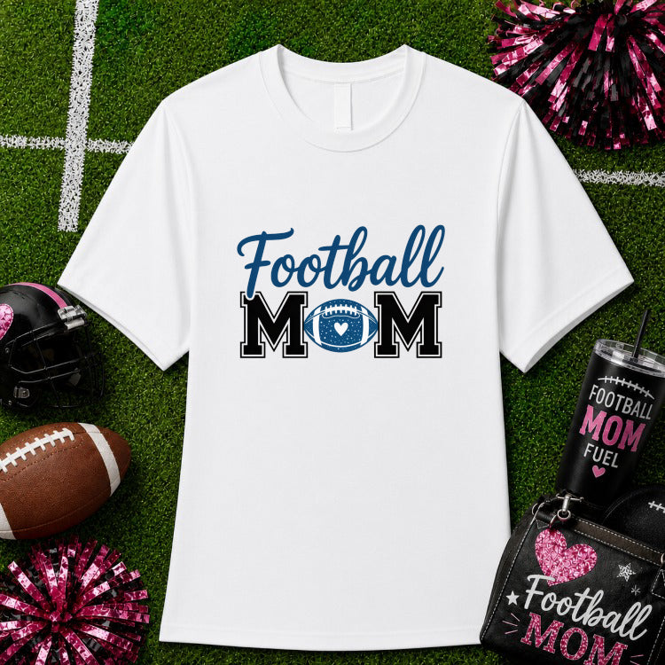 Football Mom Leopard Heart – Football Mom DTF Transfer – by Ink Rush – Premade Transfers – Football Mom, Sports Fan Apparel