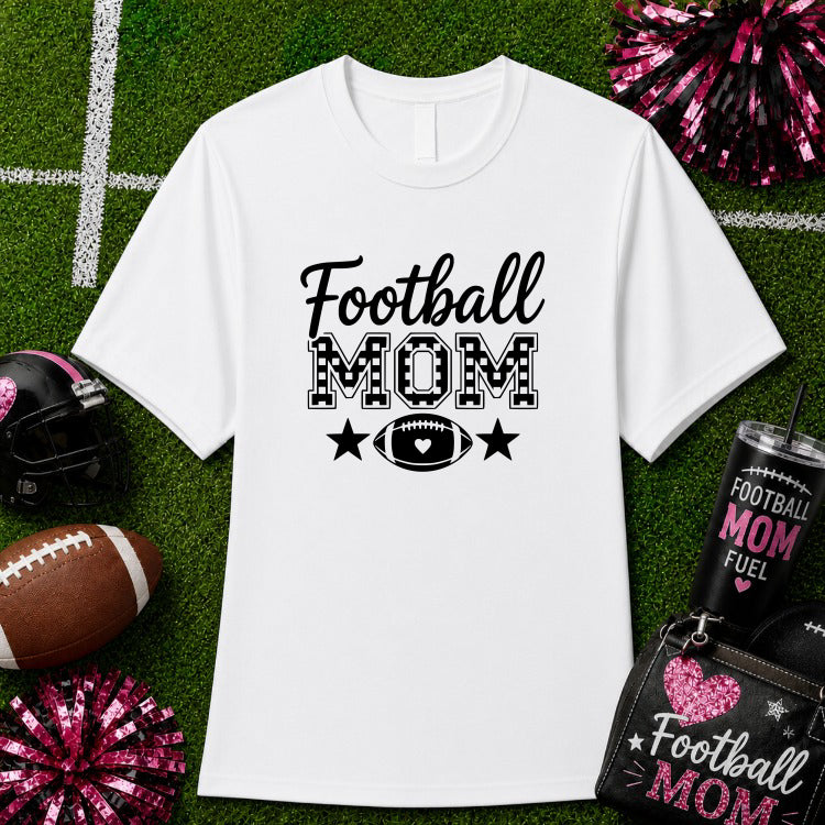 Football Mom with Paw & Heart – Sports DTF Transfer – by Ink Rush – Premade Transfers – Football Mom, DTF Transfer