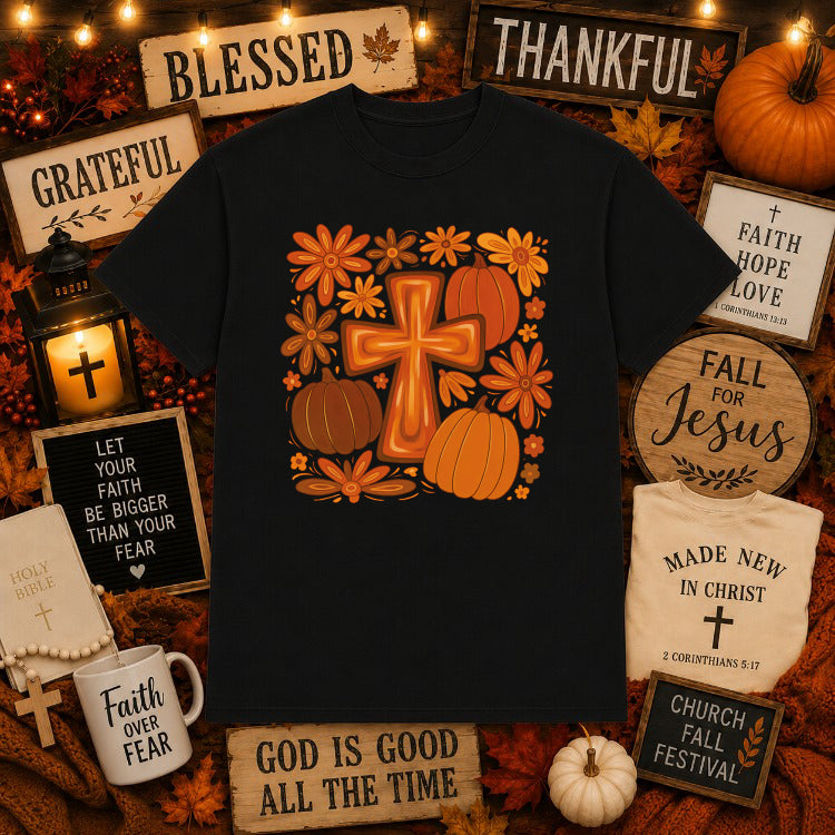 Grateful Thankful Blessed – Christian Fall DTF Transfer – by Ink Rush – Premade Transfers – Christian, Apparel DTF