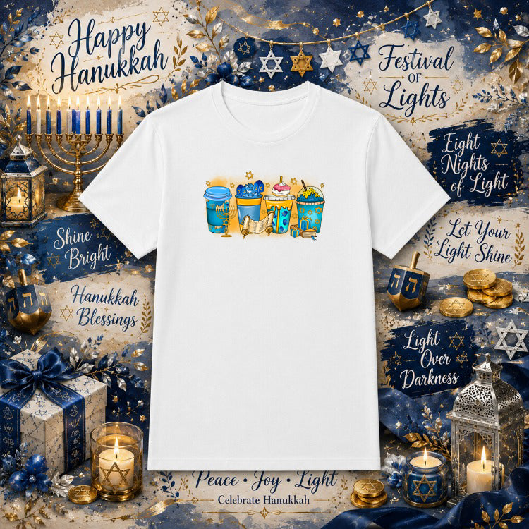 Happy Hanukkah Coffee – Hanukkah DTF Transfer – by Ink Rush – Premade Transfers – Hanukkah, Holiday