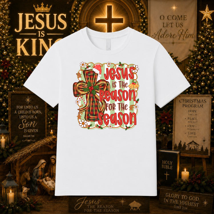 JESUS IS THE REASON FOR THE SEASON – Christian Christmas DTF Transfer – by Ink Rush – Premade Transfers – Christian, DTF T...