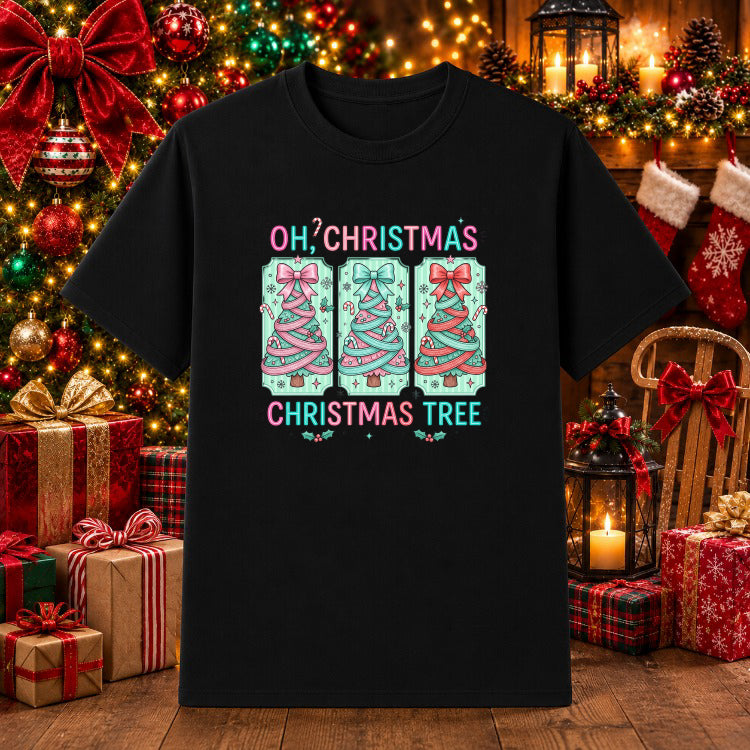 Merry Christmas Red Truck with Trees – Christmas DTF Transfer – by Ink Rush – Premade Transfers – Christmas, Holiday