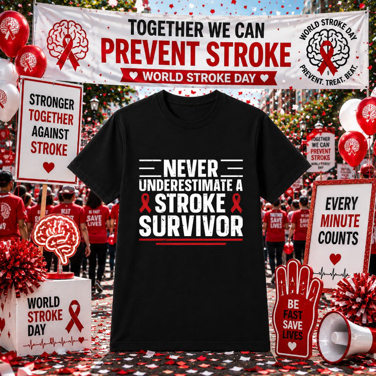 Never Underestimate A Stroke Survivor – World Stroke Day DTF Transfer – by Ink Rush – Premade Transfers – Stroke Awareness...
