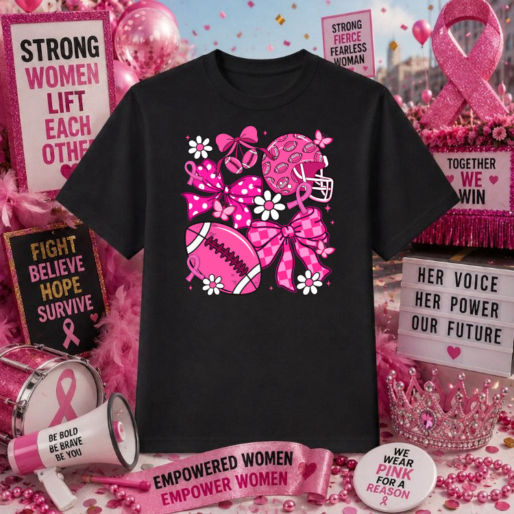 Pink Out Touchdowns For Tiaras – Breast Cancer Awareness DTF Transfer – by Ink Rush – Premade Transfers – Breast Cancer Aw...