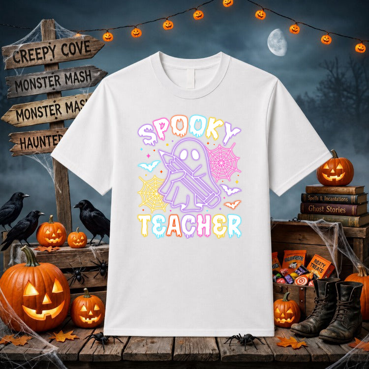 SPOOKY TEACHER Halloween – Education DTF Transfer – by Ink Rush – Premade Transfers – Halloween, Apparel DTF