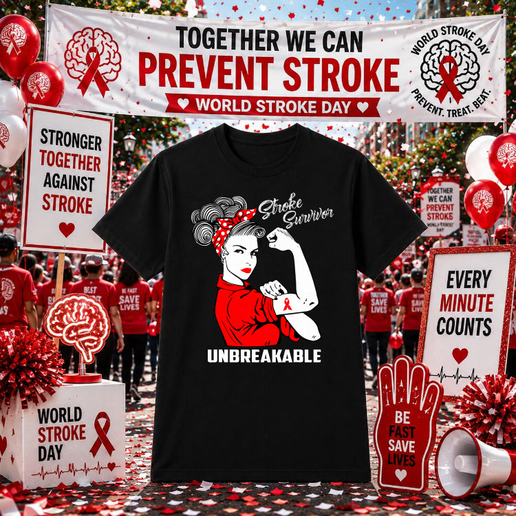 Stroke Survivor Unbreakable – Stroke Awareness DTF Transfer – by Ink Rush – Premade Transfers – Stroke Awareness, Healthcare