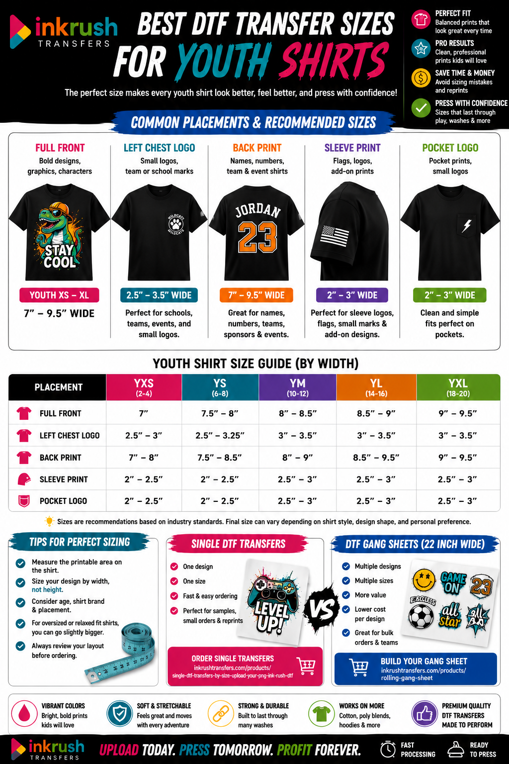 Best DTF Transfer Sizes for Youth Shirts