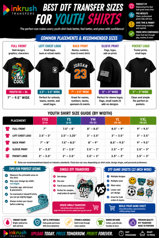 Best DTF Transfer Sizes for Youth Shirts