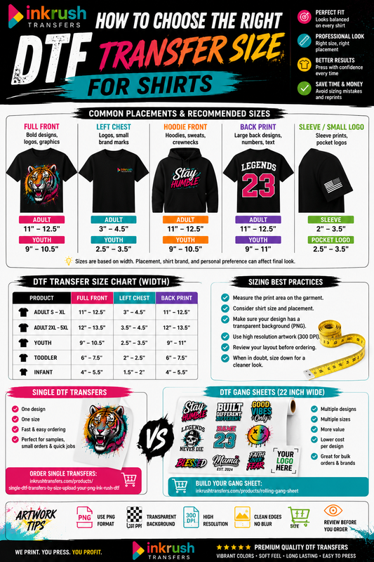 How to Choose the Right DTF Transfer Size for Shirts