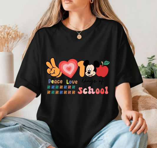 Peace Love 100 Days of School – 100 Days of School DTF Transfer