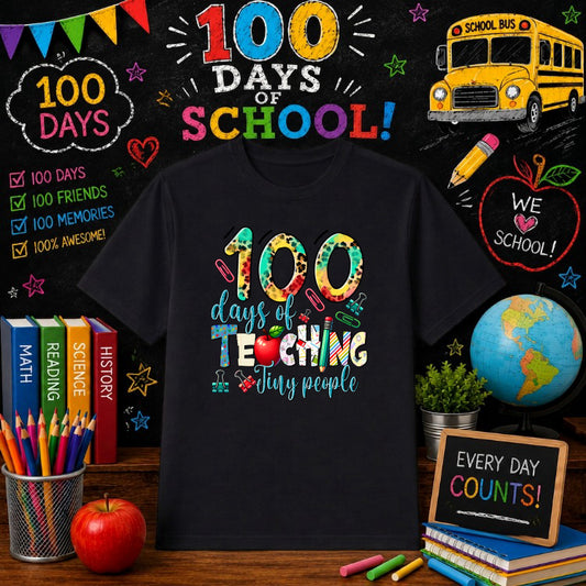 100 DAYS BRIGHTER – 100 Days Of School DTF Transfer – by Ink Rush – Premade Transfers – 100 Days Of School, Apparel Decor