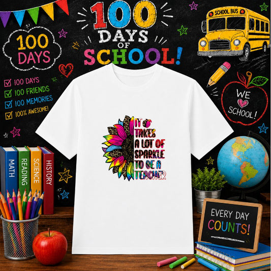 100 DAYS BRIGHTER – 100 Days Of School DTF Transfer – by Ink Rush – Premade Transfers – 100 Days Of School, Education