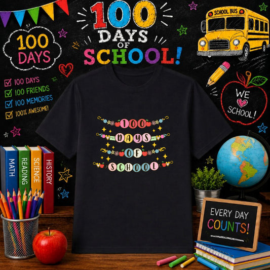 100 DAYS BRIGHTER – 100 Days Of School DTF Transfer – by Ink Rush – Premade Transfers – School, Education DTF