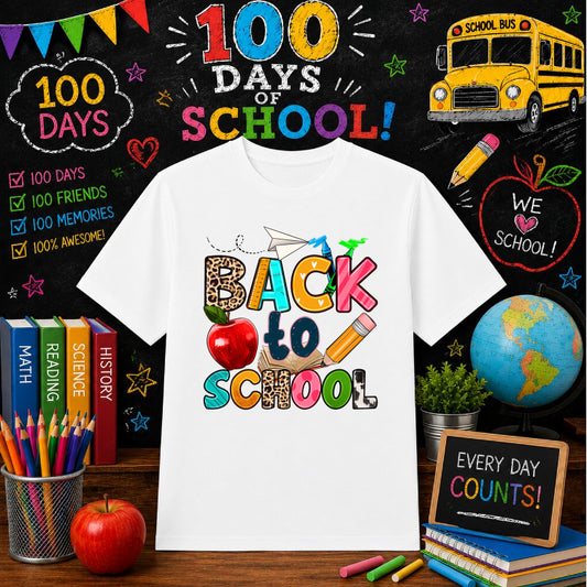 100 DAYS BRIGHTER – 100 Days Of School DTF Transfer – by Ink Rush – Premade Transfers – 100 Days Of School, Education Apparel
