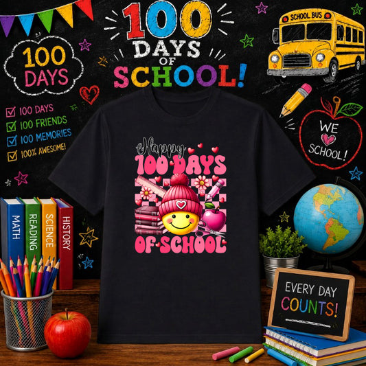 "100 DAYS BRIGHTER" School Bus – 100 Days Of School DTF Transfer – by Ink Rush – Premade Transfers – 100 Days Of School, E...