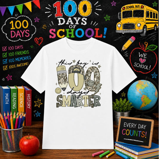 100 DAYS OF SCHOOL – School DTF Transfer – by Ink Rush – Premade Transfers – School, Apparel Decoration