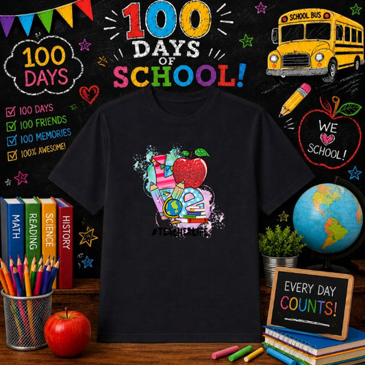 100 DAYS OF SCHOOL SMARTER STRONGER HAPPIER – 100 Days Of School DTF Transfer – by Ink Rush – Premade Transfers – 100 Days...