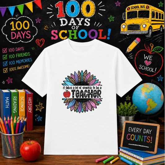 100 DAYS OF SCHOOL Sparkle – DTF Transfer – by Ink Rush – Premade Transfers – 100 Days Of School, Education