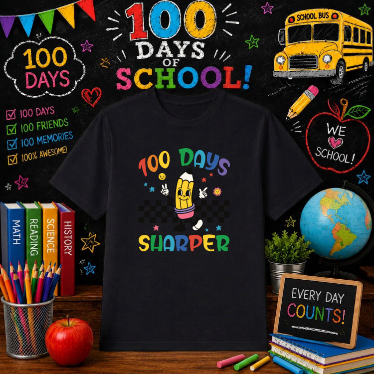 100 DAYS SHARPER – 100 Days Of School DTF Transfer – by Ink Rush – Premade Transfers – 100 Days Of School, DTF Transfers